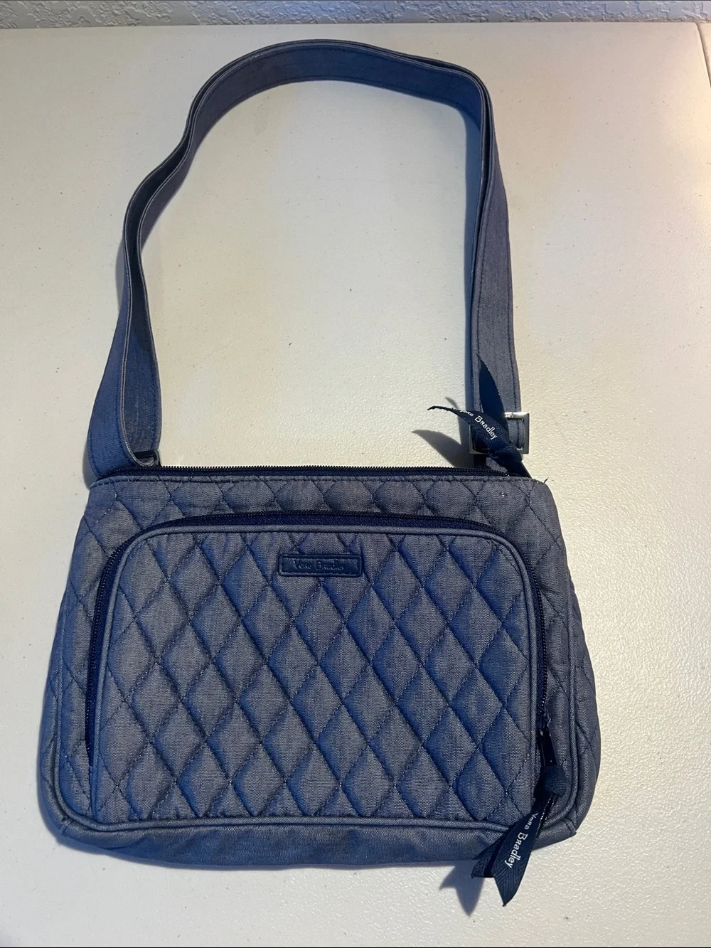 Vera Bradley Little Hipster Quilted Crossbody Shoulder Bag in Navy Denim